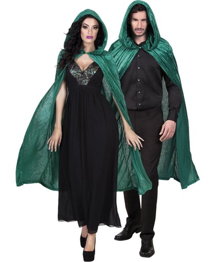 Groene cape met velours effect volwassenen Halloween  - Verkleedattribuut - One size