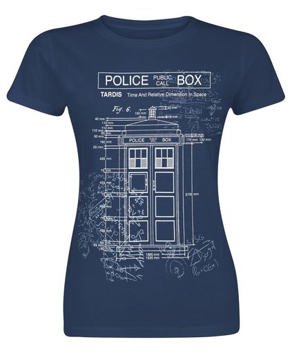 Doctor Who Tardis Blueprint Girls shirt navy