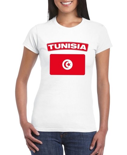 Tunesie t-shirt met Tunesische vlag wit dames S