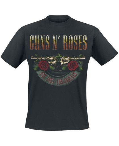Guns N&apos; Roses Logo and Bullet Europe Tour 2017 T-shirt zwart