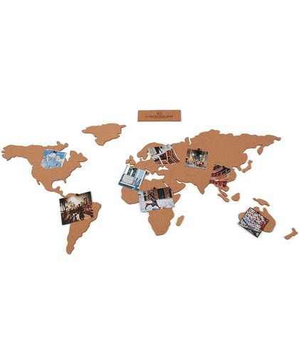 Wereldkaart Kurk Prikbord 100 x 50 cm inclusief 10 vlaggetjes