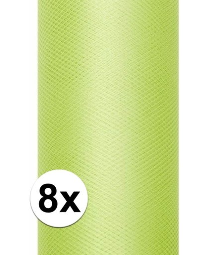 8x rollen tule stof licht groen 0,15 x 9 meter
