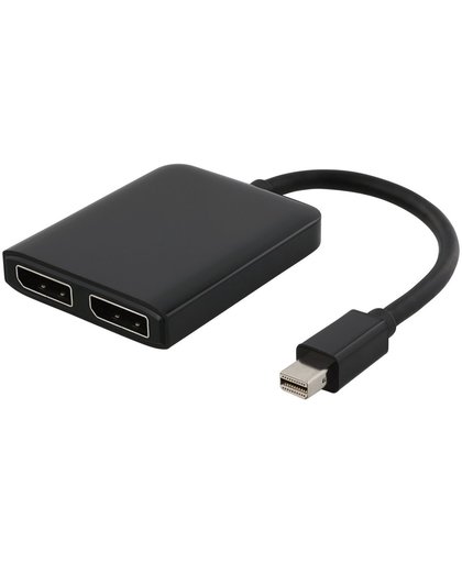 DELTACO DP-910, MINI DisplayPort naar 2x DisplayPort MST hub, 3840x2160 in 30Hz, wit
