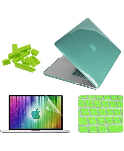 ENKAY 4 in 1 Crystal Hard Shell Plastic beschermings hoesje met Screen beschermings & toetsenbord Guard & Anti-dust Plugs voor MacBook Pro Retina 13.3inch(groen)