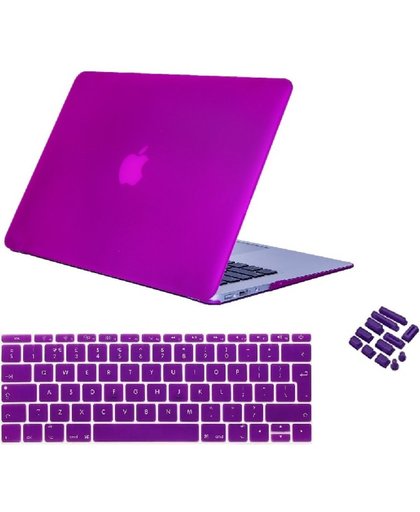 Xssive Macbook Pakket 3in1 voor Macbook Air 13 inch - Laptop Cover, Toetsenbord Cover en Anti Dust Plugs - Diep Paars