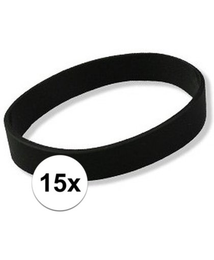 15x Siliconen armbandjes zwart