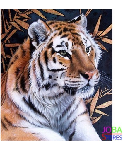 Diamond Painting "JobaStores®" Tijgerkop - volledig - 40x50cm