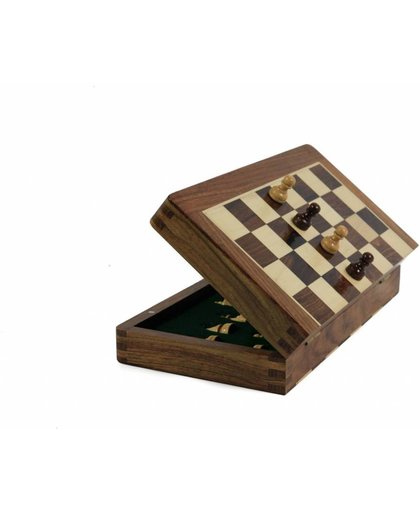 Opklapbaar reisschaakspel, magnetisch, Sheesham & Palmhout - zeer luxe --41 x 41 cm