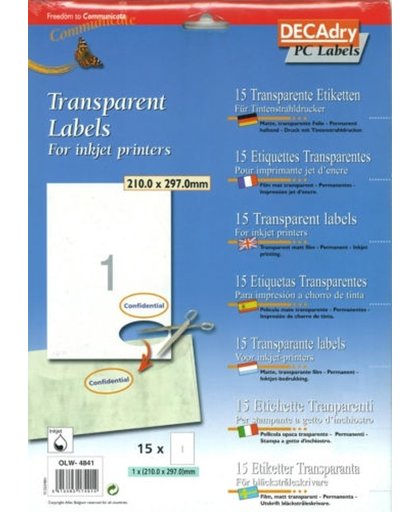 Transparent Labels -For Inktjet Printers