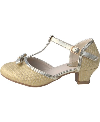 Spaanse Prinsessen schoenen met strikje goud glamour - bruids schoenen - communie - maat 34 (binnenmaat 22 cm)