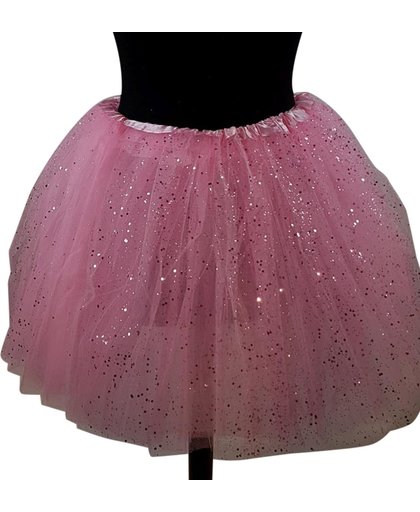Tutu, petticoat roze met glitters