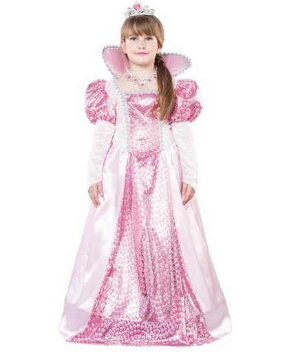 Roze koningin kostuum voor meisjes - koninginnen jurk 110-122 (4-6 jaar)
