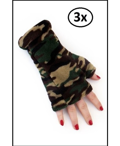 3x Handschoenen Softy camouflage