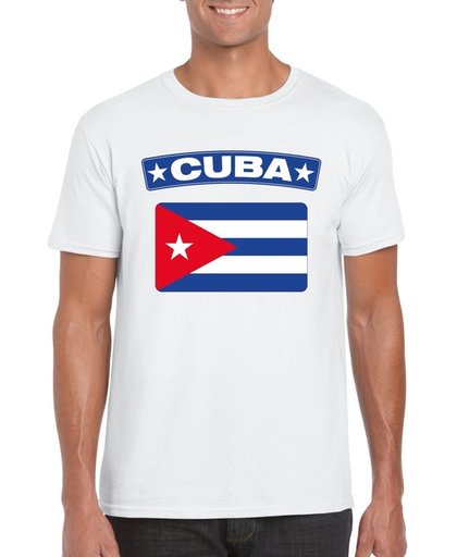 Cuba t-shirt met Cubaanse vlag wit heren L