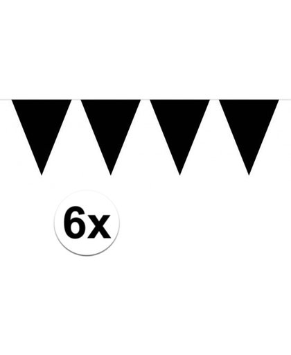 6x Vlaggenlijnen XL zwart 10 meter