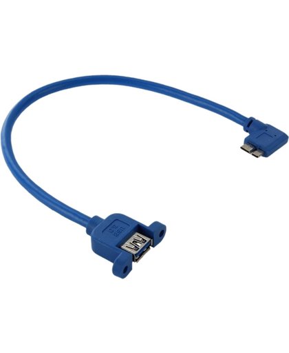 90 Graden linkse hoek USB 3.0 Micro-B mannetje naar USB 3.0 vrouwtje OTG kabel voor Tablet / Portable harde schijf, Lengte: 30cm (blauw)