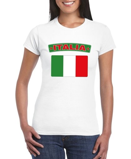 Italie t-shirt met Italiaanse vlag wit dames - maat M