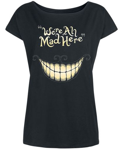 Alice in Wonderland Cheshire Cat - Mad Mouth Girls shirt zwart