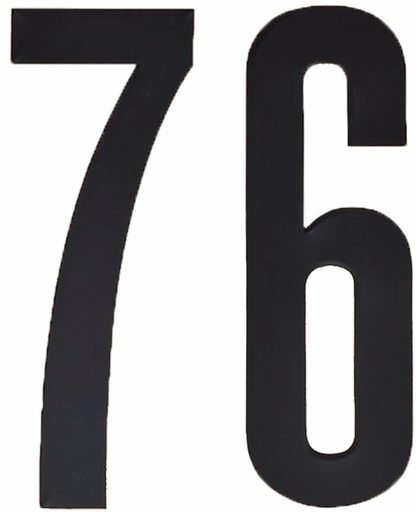 Cijfer sticker 76 zwart 10 cm - klikocijfers / losse plakcijfers