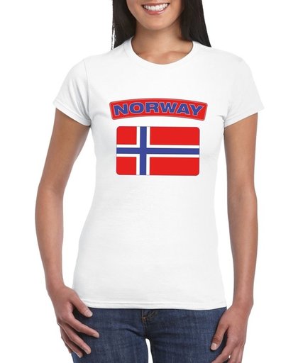 Noorwegen t-shirt met Noorse vlag wit dames - maat XL