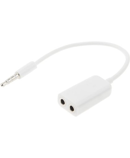 Platte Noodle Stijl 3.5mm Stereo Audio koptelefoon naar 2x Splitter Adapter voor iPhone 5 / iPhone 4 & 4S / 3GS / 3G / iPad 4 / iPad mini 1 / 2 / 3 / iPad 3 / iPad 2 / iTouch wit