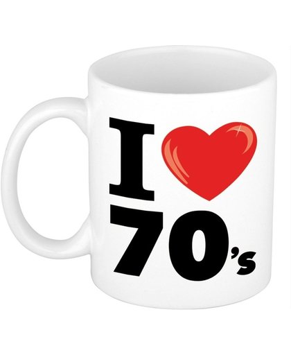 I Love 70's koffiemok / beker 300 ml - Cadeau Seventies liefhebber