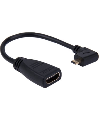 90 graden Micro HDMI Linker-richting van Male naar HDMI Female Kabel Adapter, Lengte: 19cm(zwart)