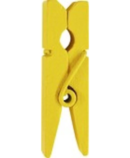 Zakjes met gekleurde knijpers 2,5 cm, 24 stuks, geel