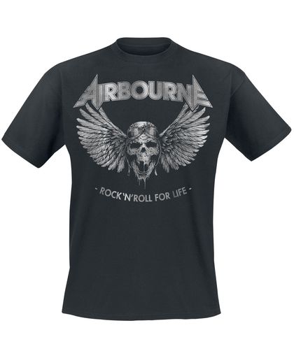 Airbourne Rock &apos;N Roll For Life T-shirt zwart