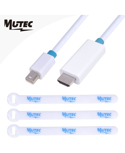 MutecPower 3 meter MINI DisplayPort (DP)  naar HDMI kabel - mannelijk naar mannelijk -  Ultra HD 4k resolutie - met 3 kabel koppelingen