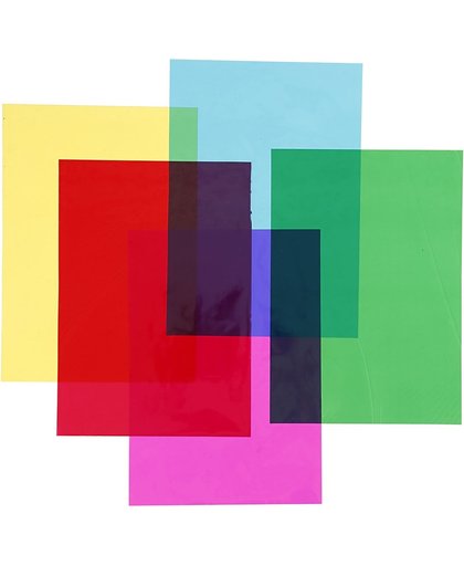 Cellofaan, A4 21x30 cm, kleuren assorti, 100 assorti vel