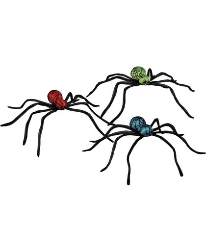 18 stuks: Glanzende spin in 3 kleuren - assorti - 35x45cm