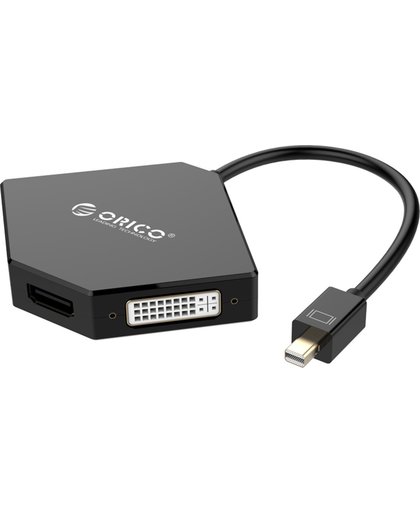 Orico - 3-in-1 Mini Displaypoort naar 4K HDMI, DVI en VGA Adapter - geschikt voor Apple MacBook Air, Pro, iMac, Mac Mini en Mac Pro Thunderbolt - Ondersteunt Video en Audio - 17 cm - Zwart