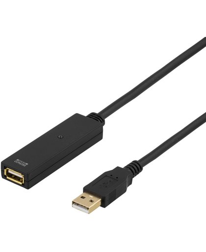 Deltaco USB2-EX3M actieve USB 2.0 verlengkabel 3 meter Zwart
