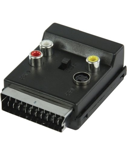 Valueline VLVP31903B Scart Plug (21p aangesloten) SCART Female + SVHS Female + 3x RCA Female Zwart kabeladapter/verloopstukje