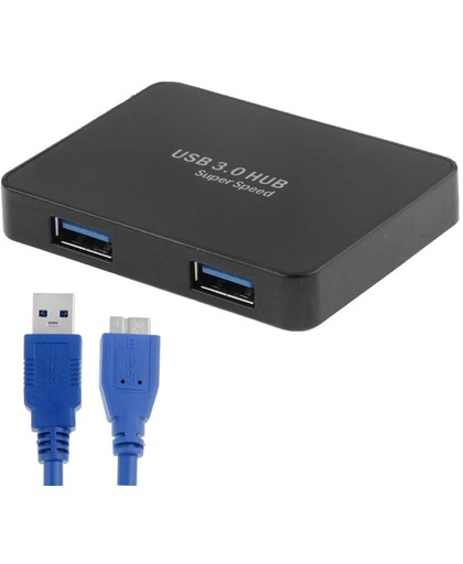 CR-H302 Spiegelend oppervlak 4 Poorts USB 3.0 super snelle 5Gbps HUB + 60cm USB 3.0 overdrachts kabel (zwart)