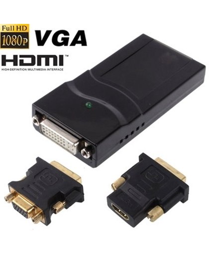 USB 2.0 naar DVI / VGA / HDMI Display Adapter, ondersteunt Full HD 1080P, uitbreidbaar tot 6 weergave apparaten