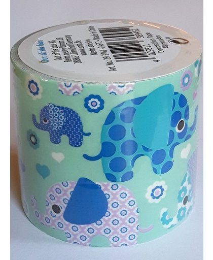 LeuksteWinkeltje masking tape Blauw met Olifanten - decoratie washi papier tape - 48 mm x 4 m