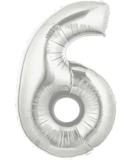 6 Jaar Folie/Helium Ballon Zilver - 102cm