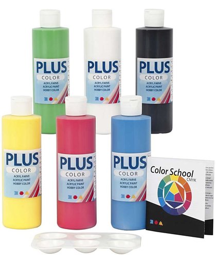 Plus Color Acrylverf - Verf - Color School - Set Primaire Kleuren  6x250 ml