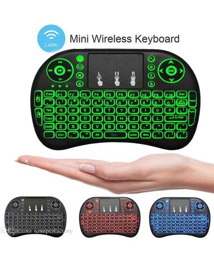 Mini i8 toetsenbord met backlight Led keyboard voor ANDROID,Windows,Linux,Raspberry Pi,Smart TV, Console,KODI, met 3 licht kleuren ,rood,groen,blauw .