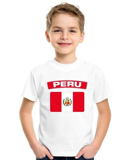 Peru t-shirt met Peruaanse vlag wit kinderen M (134-140)