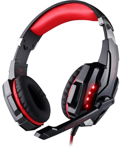 KOTION EACH G9000 USB 7.1 Surround Sound Version Game Gaming hoofdtelefoon Computer Headset Koptelefoon Headband met microfoon LED licht,Kabel Length: About 2.2m(Red + zwart)