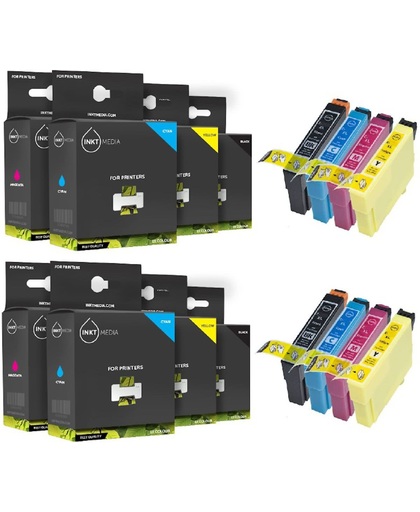 Inktmedia® - Inktcartridge - Alternatief voor de  Epson  T0441 - T0445 Parasol-serie, 2x Set 4 pak met chip.  Zwart,  Cyaan,  Magenta,  Geel inktmedia® huismerk