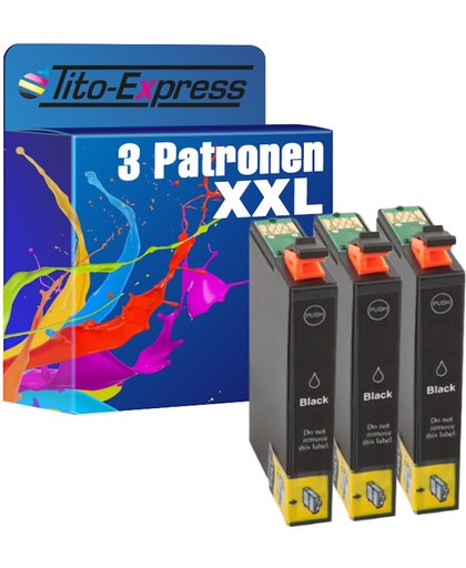 Tito-Express PlatinumSerie PlatinumSerie® 3 Cartridges XL (Black Cyan Magenta Yellow) Compatible voor Epson TE1291 Black/ Stylus Office B 42 WD / BX 305 FW / BX 305 F / BX 305 FW Plus / BX 320 FW / BX 525 WD / BX 535 WD / BX 625 FWD / BX 630 FW / BX