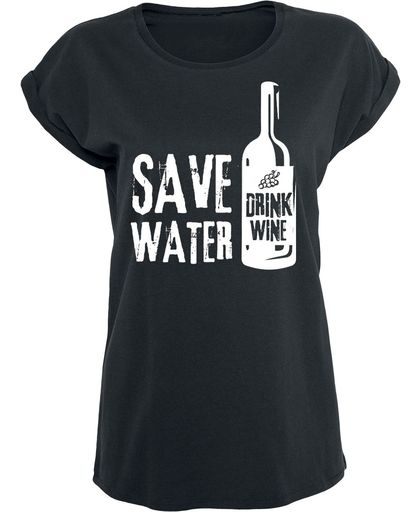 Save Water Drink Wine Girls shirt zwart