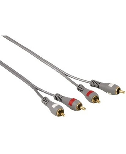 Hama Connecting Cable 2 RCA Plugs - 2 RCA Sockets, 3 m 3m 2 x RCA 2 x RCA Zilver audio kabel