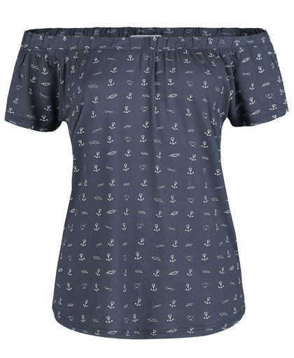 Urban Surface Hearts and Anchors Girls offshoulder top navy