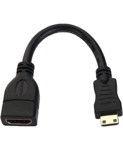Vergulde Mini HDMI mannetje naar HDMI 19 Pin vrouwtje kabel, Lengte: 16cm (zwart)