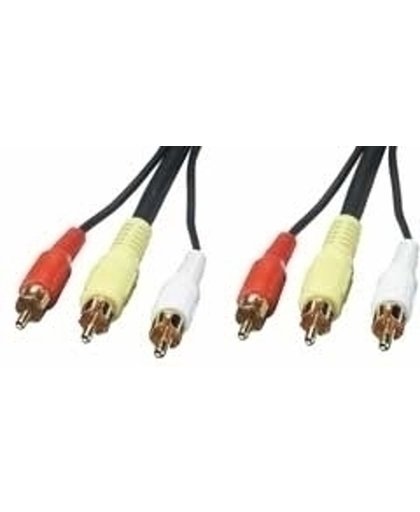 Lindy Audio-Video Cable, 3m 3m 3 x RCA 3 x RCA Zwart composiet videokabels
